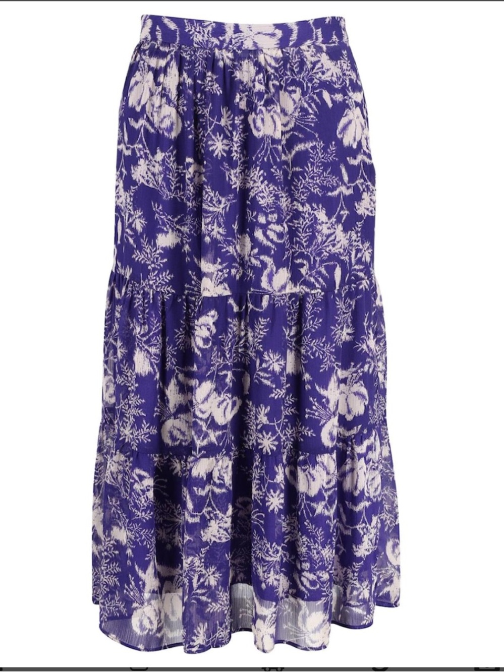 Ba&Sh Uria Midi Floral Purple Tiered Midi Skirt
